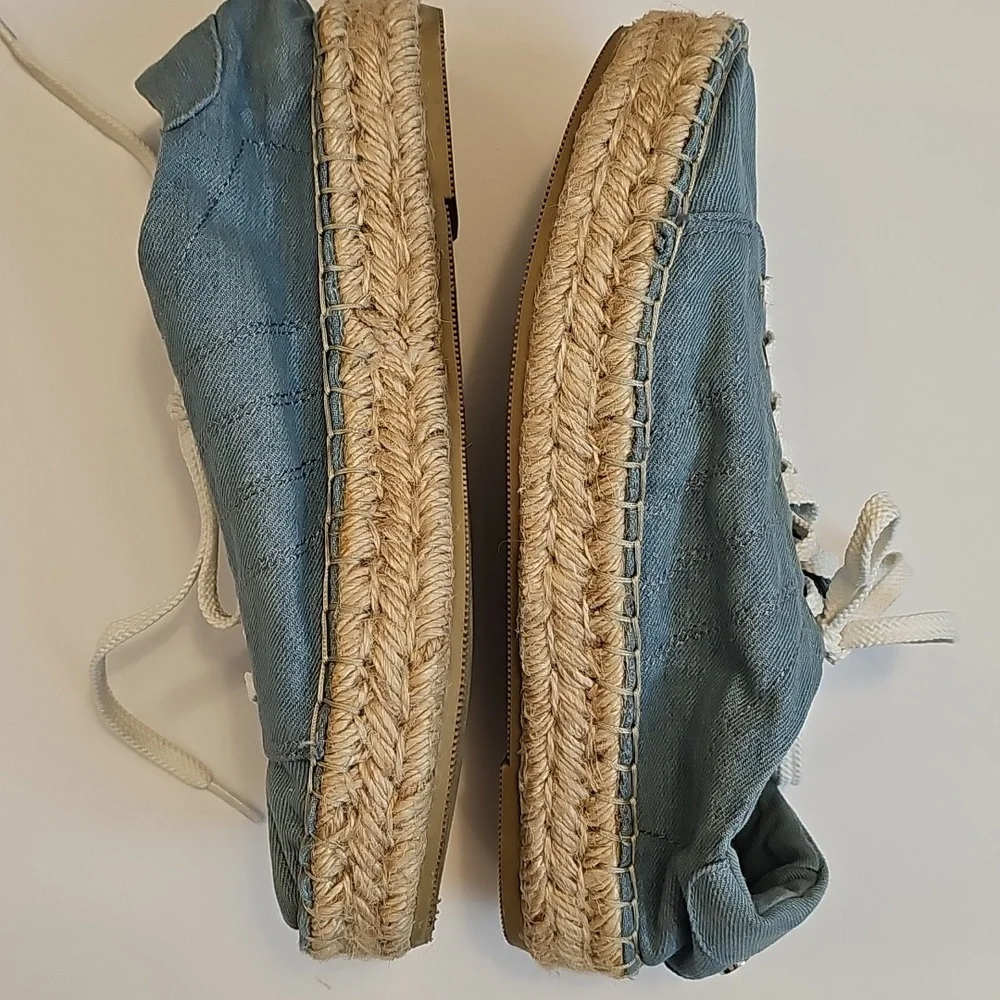 Steve Madden Tamilyn Platform Espadrille Women 10M Light Blue Chambray Denim